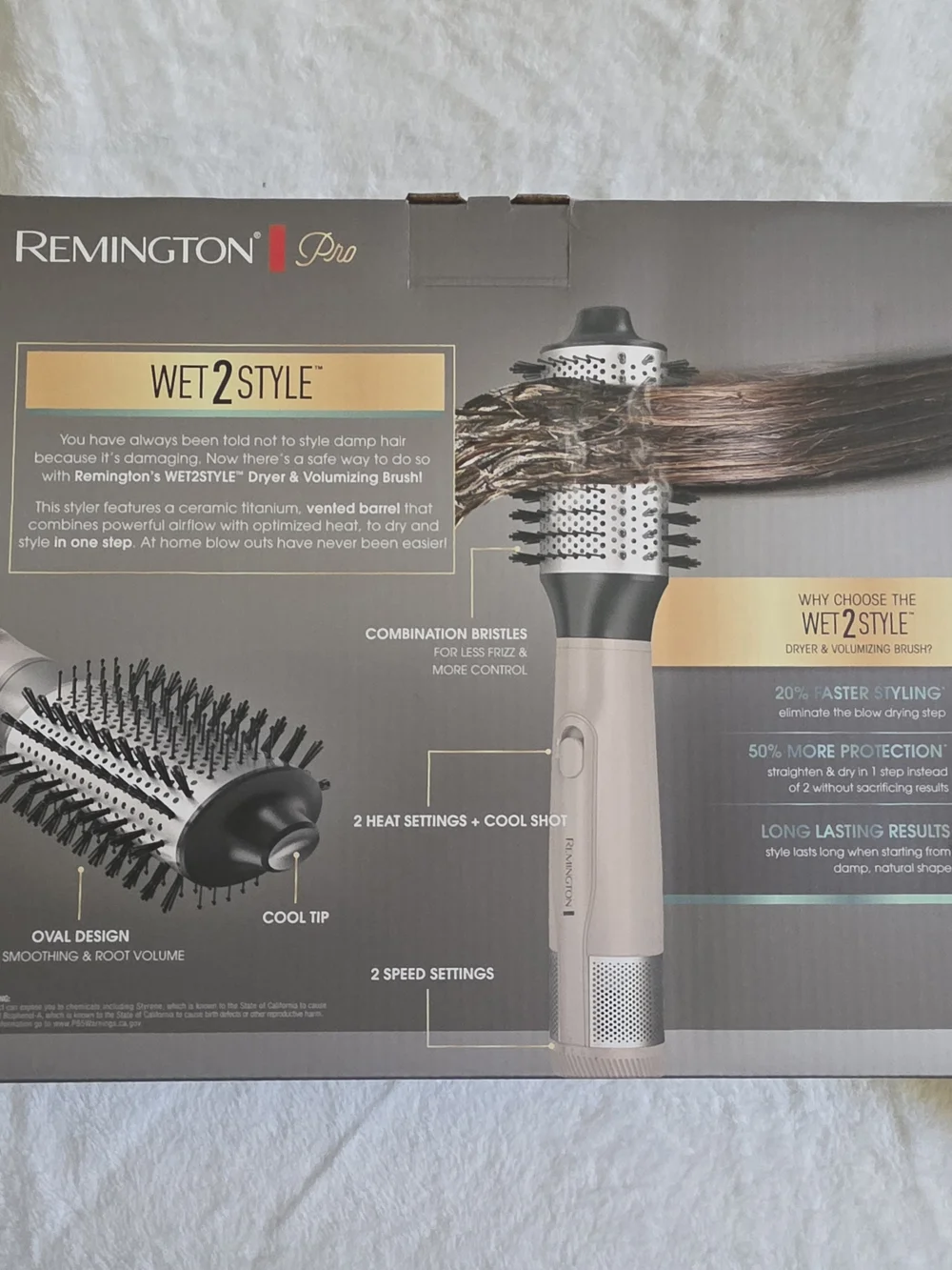 NIB Remington Pro Wet2Style Oval Dryer & Volumizing Brush -Rose Gold